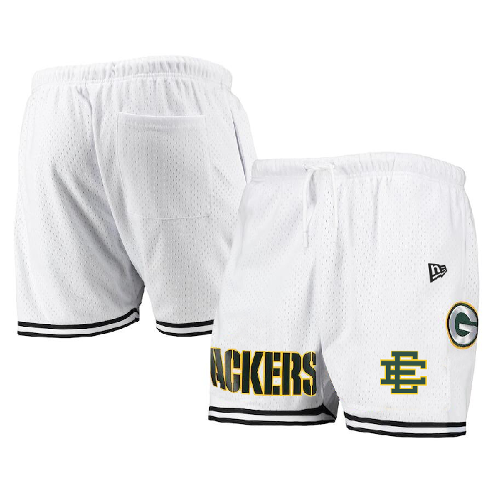 Men's Green Bay Packers Pro White/Green Shorts 001